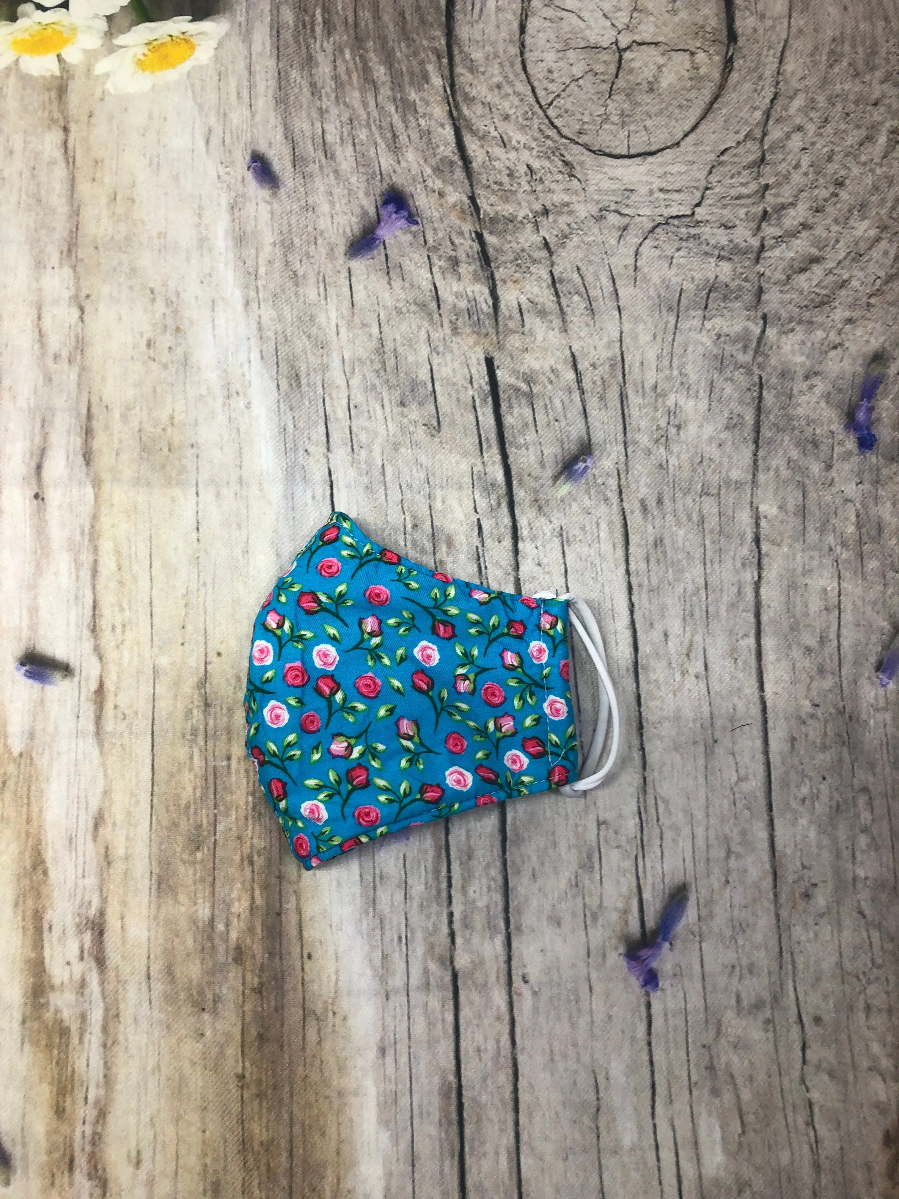 Floral woven cotton masks 4 ply