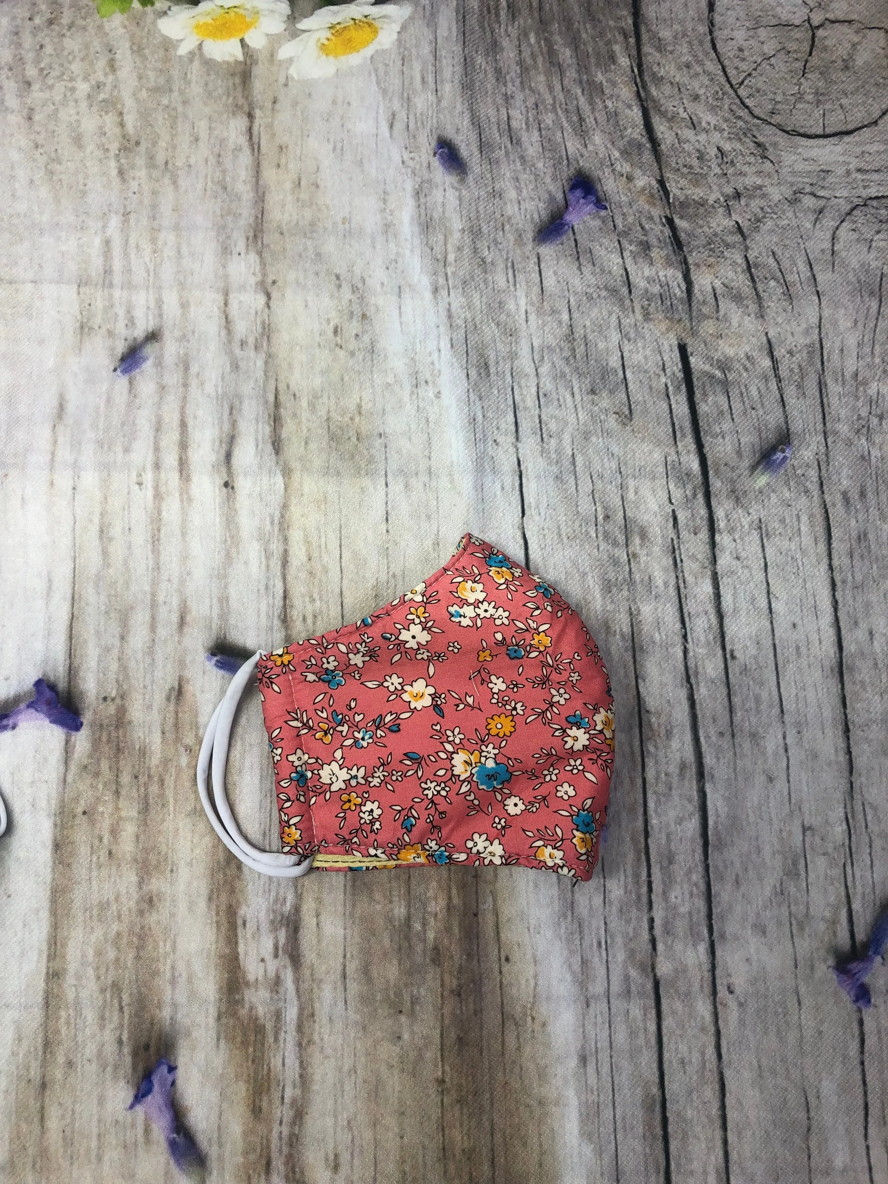 Floral woven cotton masks 4 ply