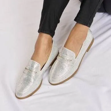 Forever Link Rhinestone Point Toe Women Loafers