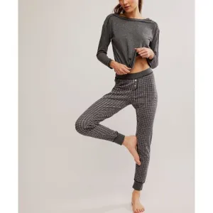 FREE PEOPLE Chill Evening PJ Set / Charcoal Combo