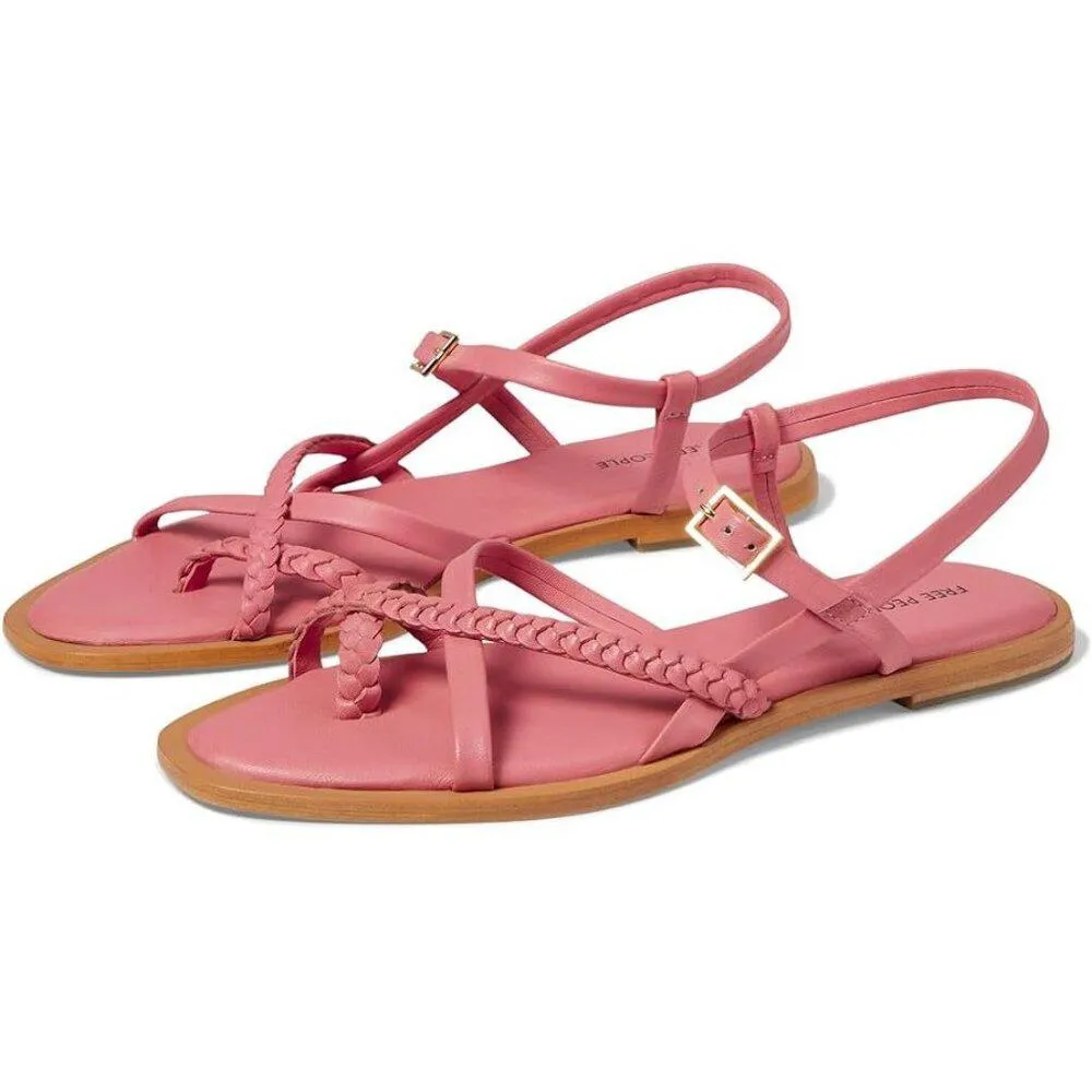 Free People Sandals Sunny Days Pink Strappy Braided Flats