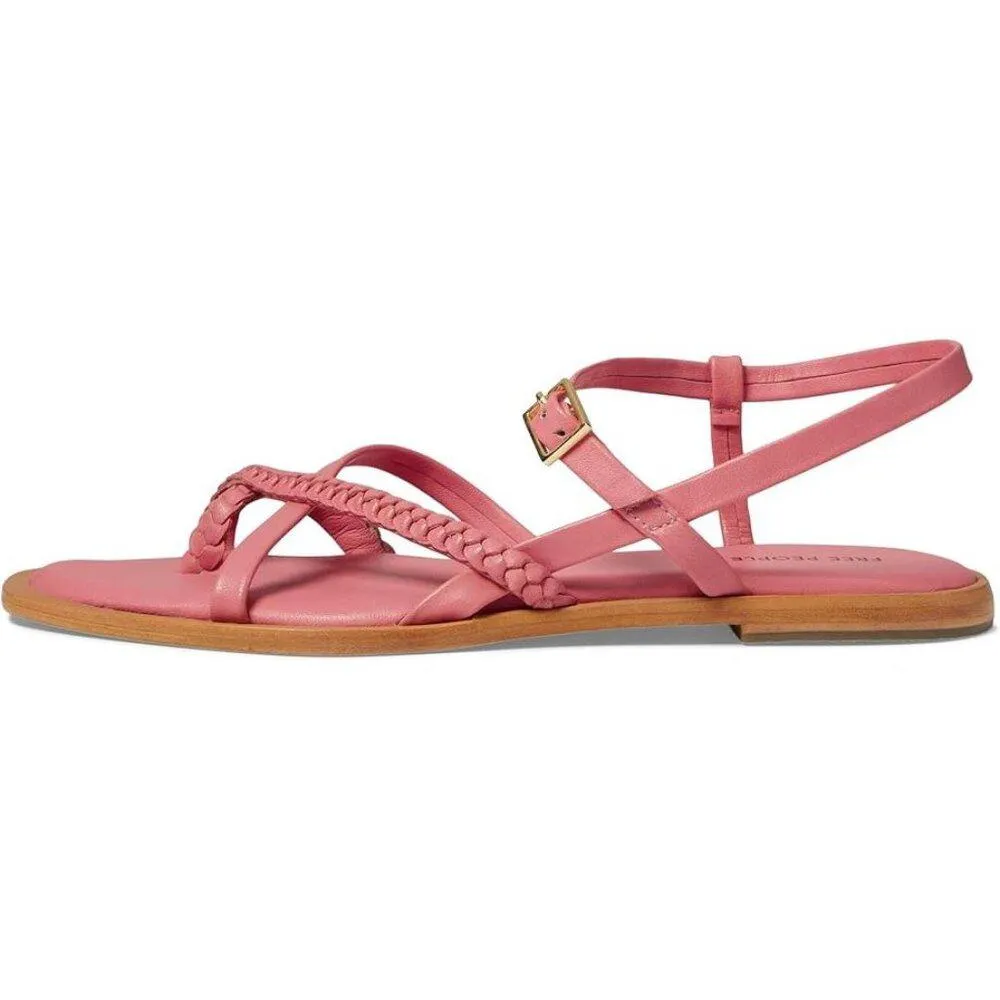 Free People Sandals Sunny Days Pink Strappy Braided Flats