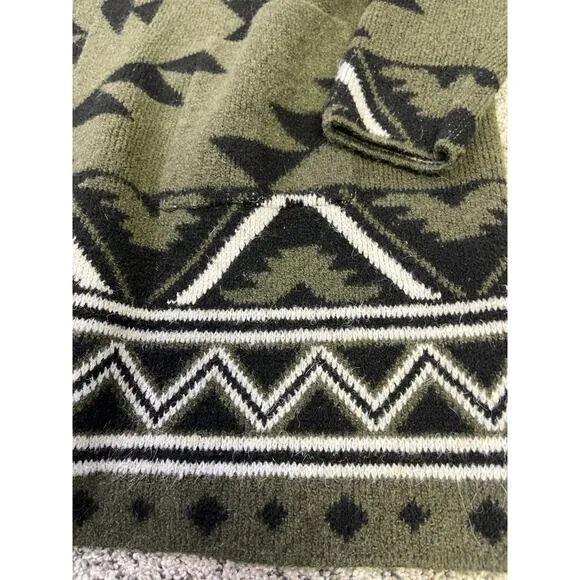Frye Women’s Aztec Southwestern Long Cardigan, Women’s L, Green/Black Cozy