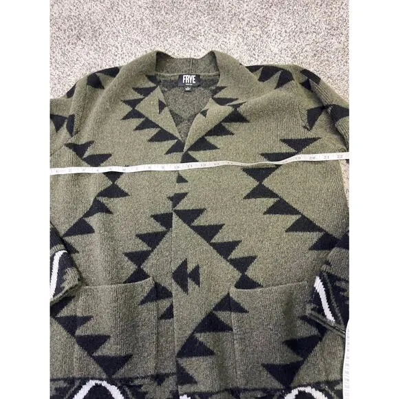 Frye Women’s Aztec Southwestern Long Cardigan, Women’s L, Green/Black Cozy
