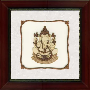 Ganesha Wood Carving Wall Art, Wood Carving Frame, 3D Wall Art