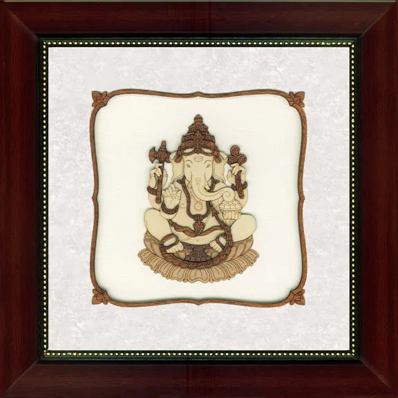 Ganesha Wood Carving Wall Art, Wood Carving Frame, 3D Wall Art