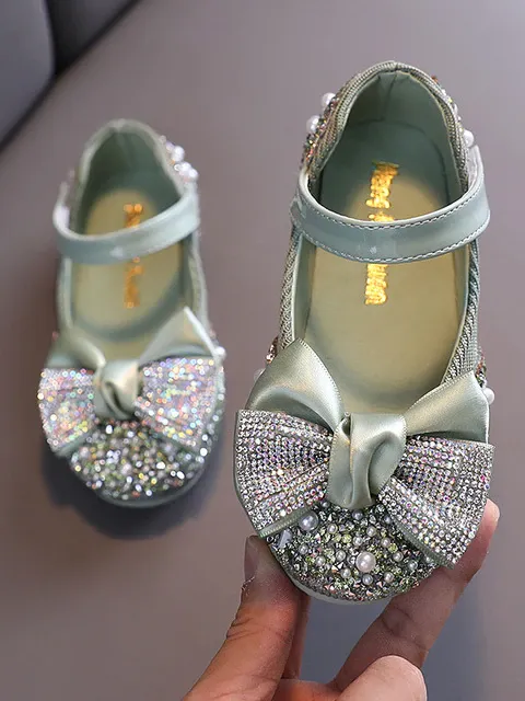Girls When the Shoe Fits Glitter Bow Shoes By Liv and Mia