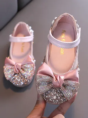 Girls When the Shoe Fits Glitter Bow Shoes By Liv and Mia