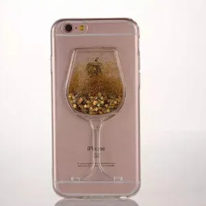 Gold liquid Wine Glass Glitter Case-Iphone