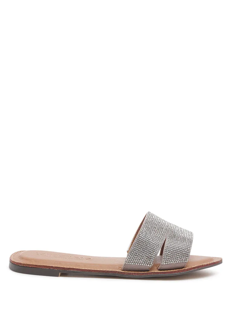 graviella metallic slip-on sandals