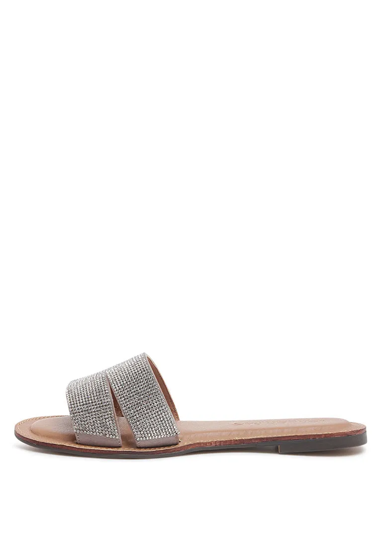 graviella metallic slip-on sandals