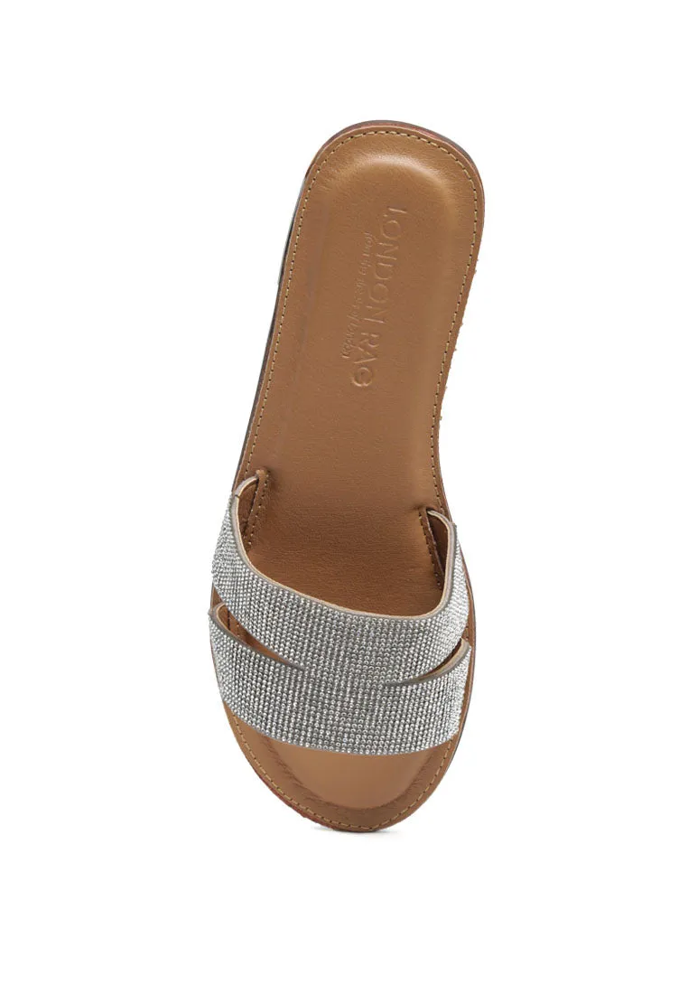 graviella metallic slip-on sandals