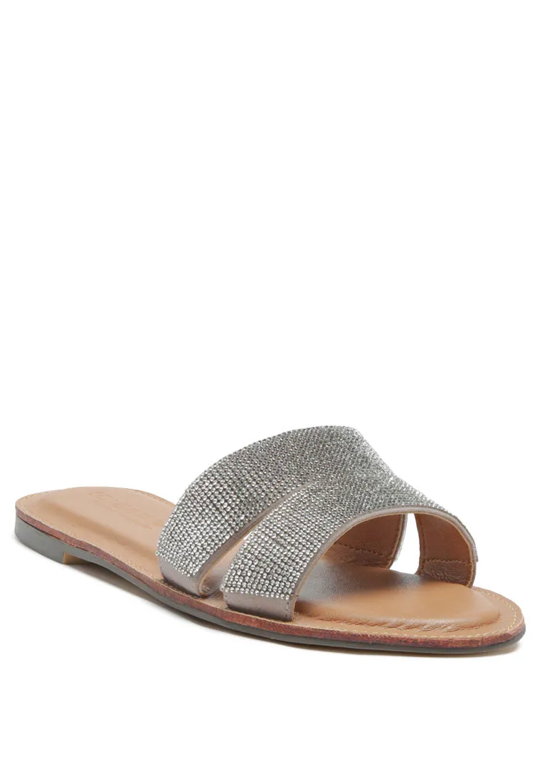 graviella metallic slip-on sandals