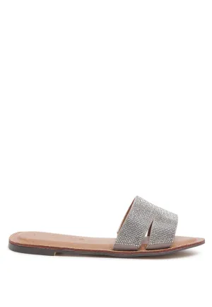 graviella metallic slip-on sandals