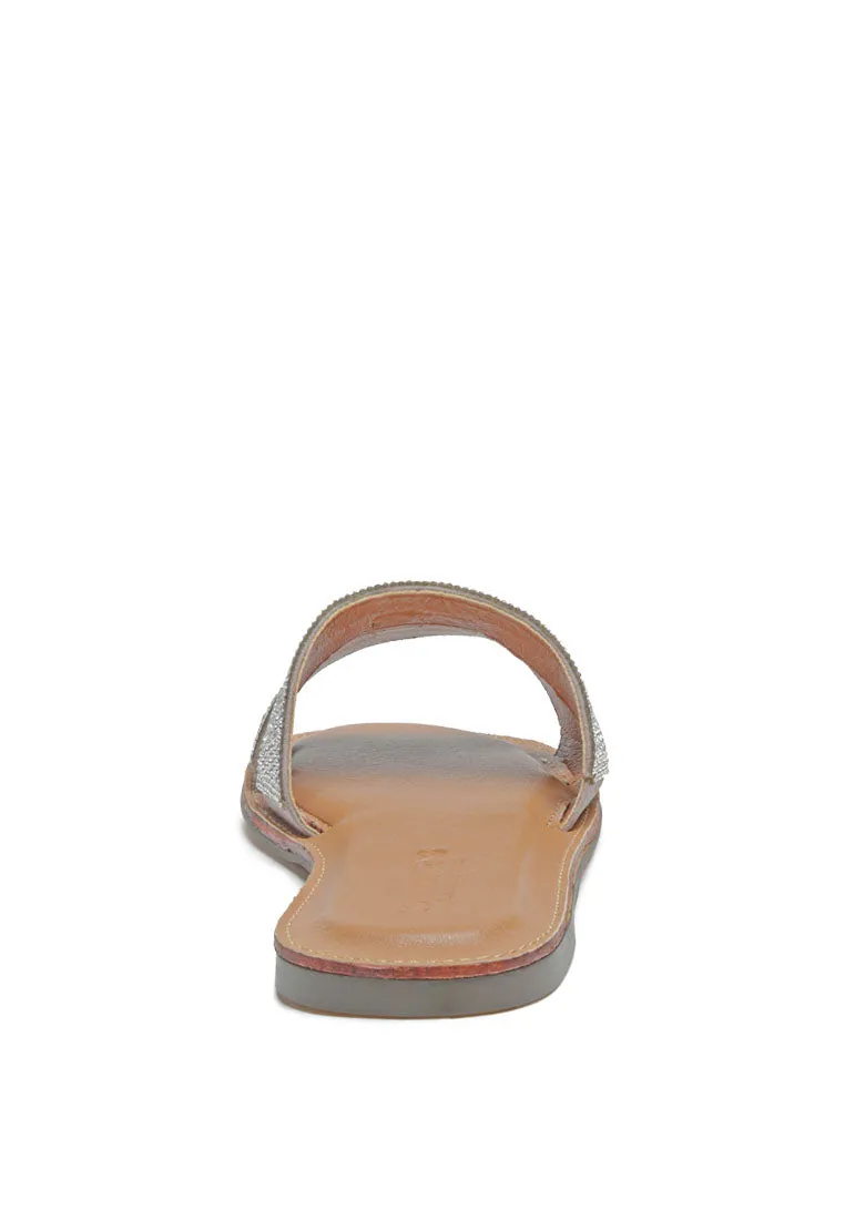 graviella metallic slip-on sandals