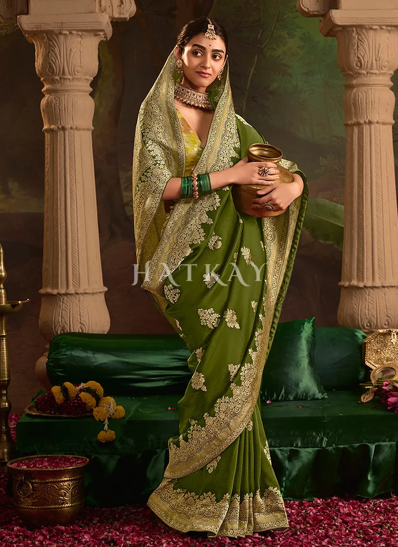 Green And Yellow Traditional Saree