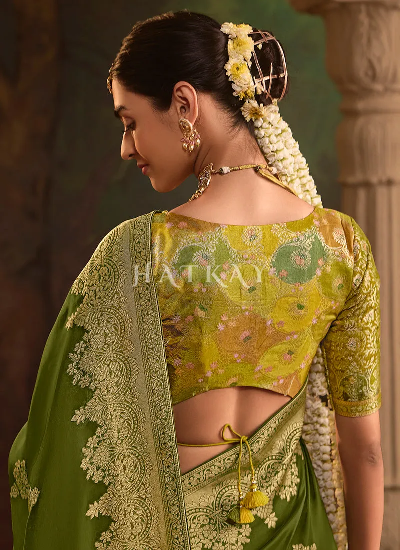 Green And Yellow Traditional Saree