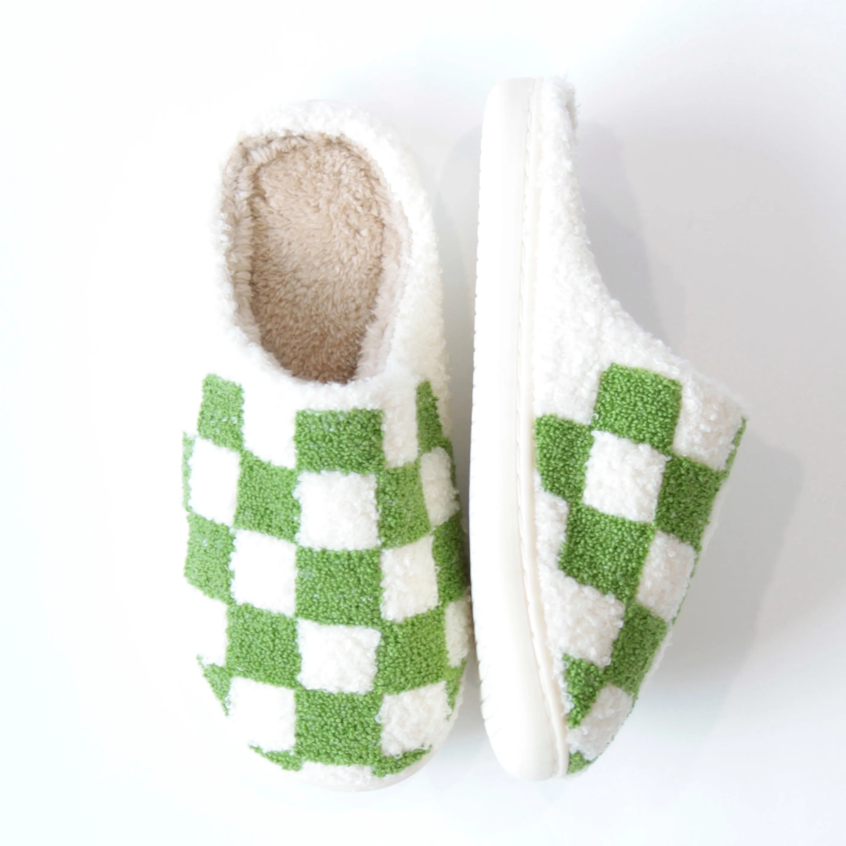 Green Checkered Slippers