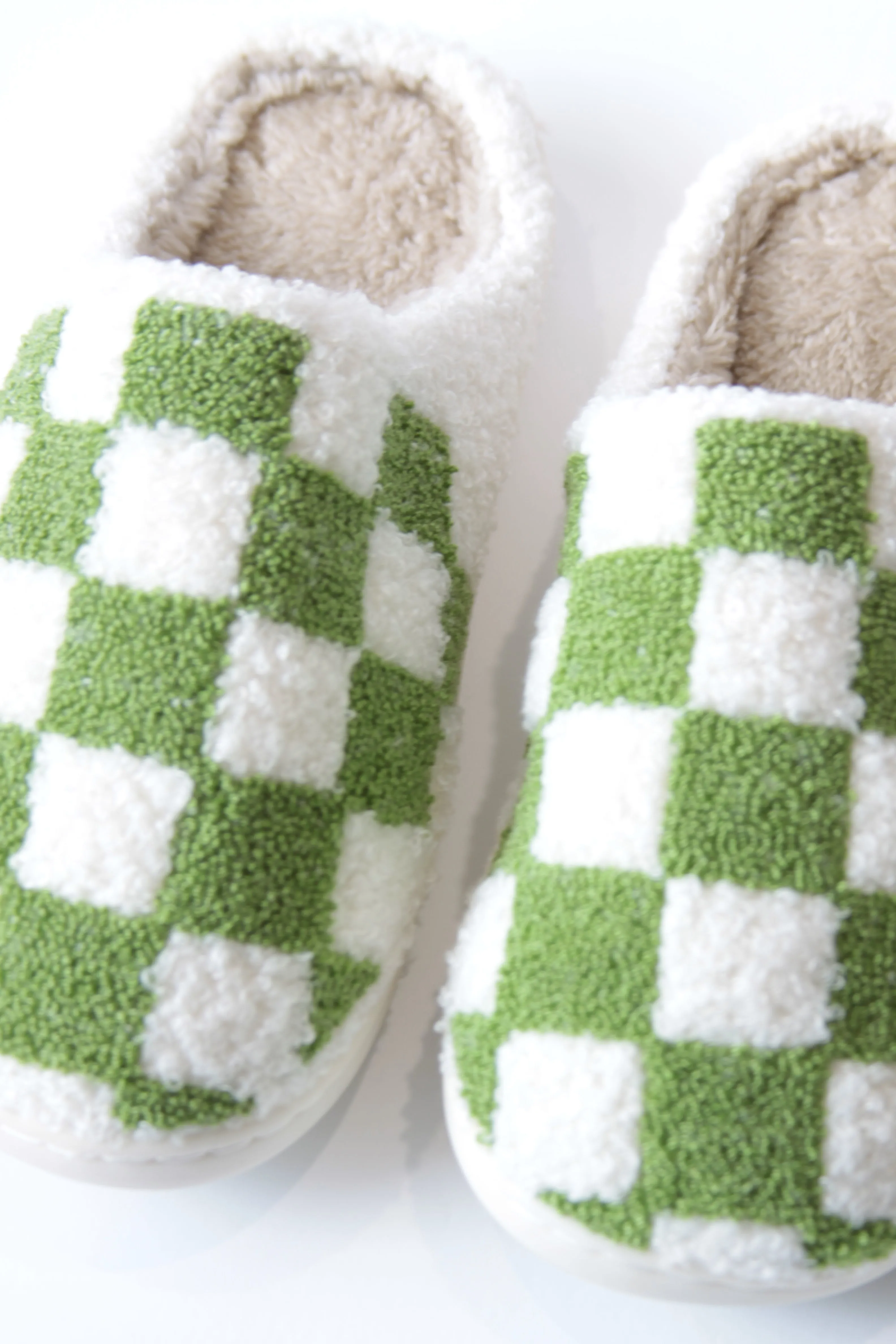 Green Checkered Slippers