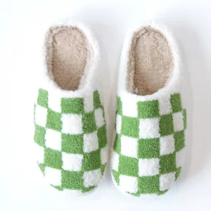 Green Checkered Slippers