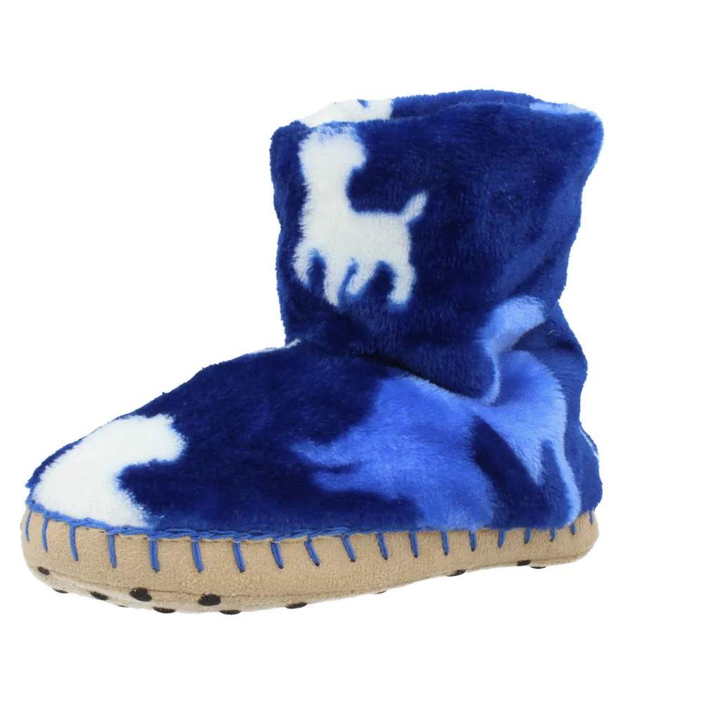 Hatley Silhouette Pups Sodalite Blue Fleece Slippers