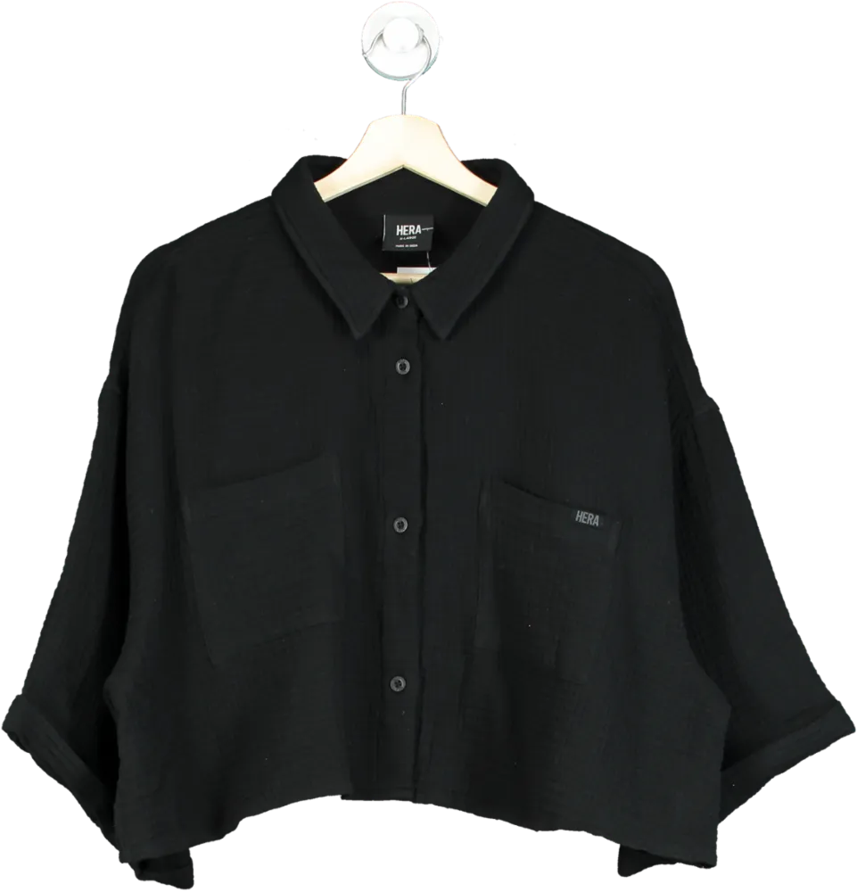 HERA Black Cropped Shirt UK XL