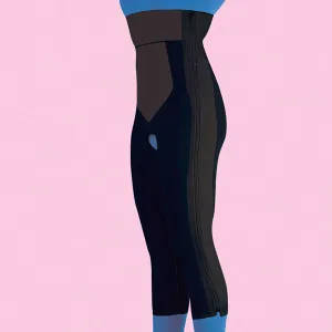High Waist Compression Girdle Below Knee - Hook and Eye with Zipper, Black (#2025)