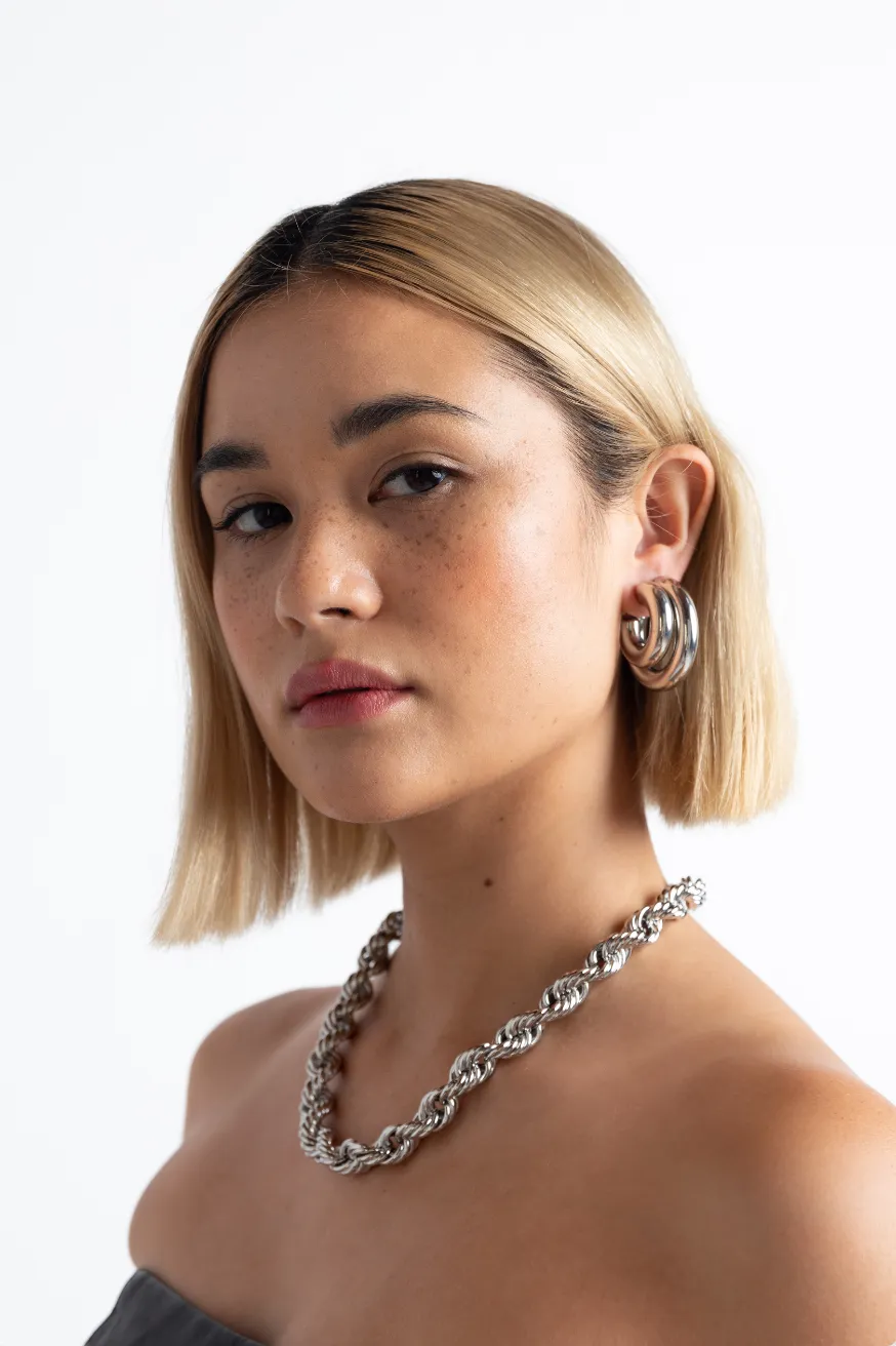 HOLLOW HOOPS LARGE - SILVER