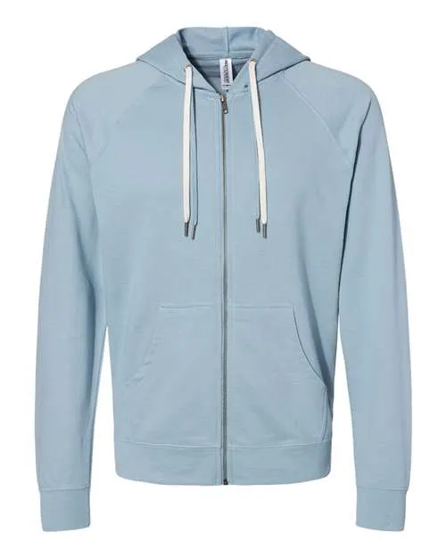 Icon Unisex Lightweight Loopback Terry Full-Zip Hooded Sweatshirt