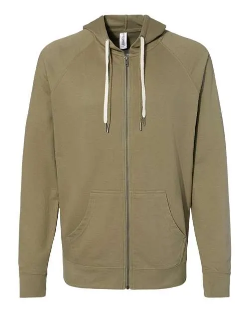 Icon Unisex Lightweight Loopback Terry Full-Zip Hooded Sweatshirt