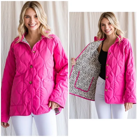 JODIFL Hot Pink Reversible Quilted Jacket