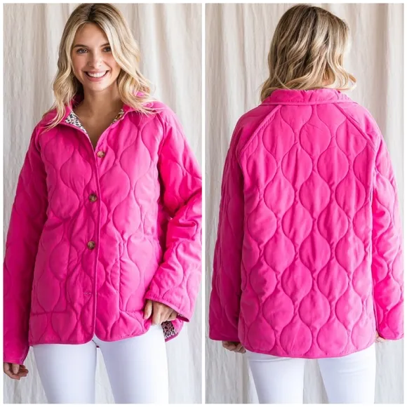 JODIFL Hot Pink Reversible Quilted Jacket