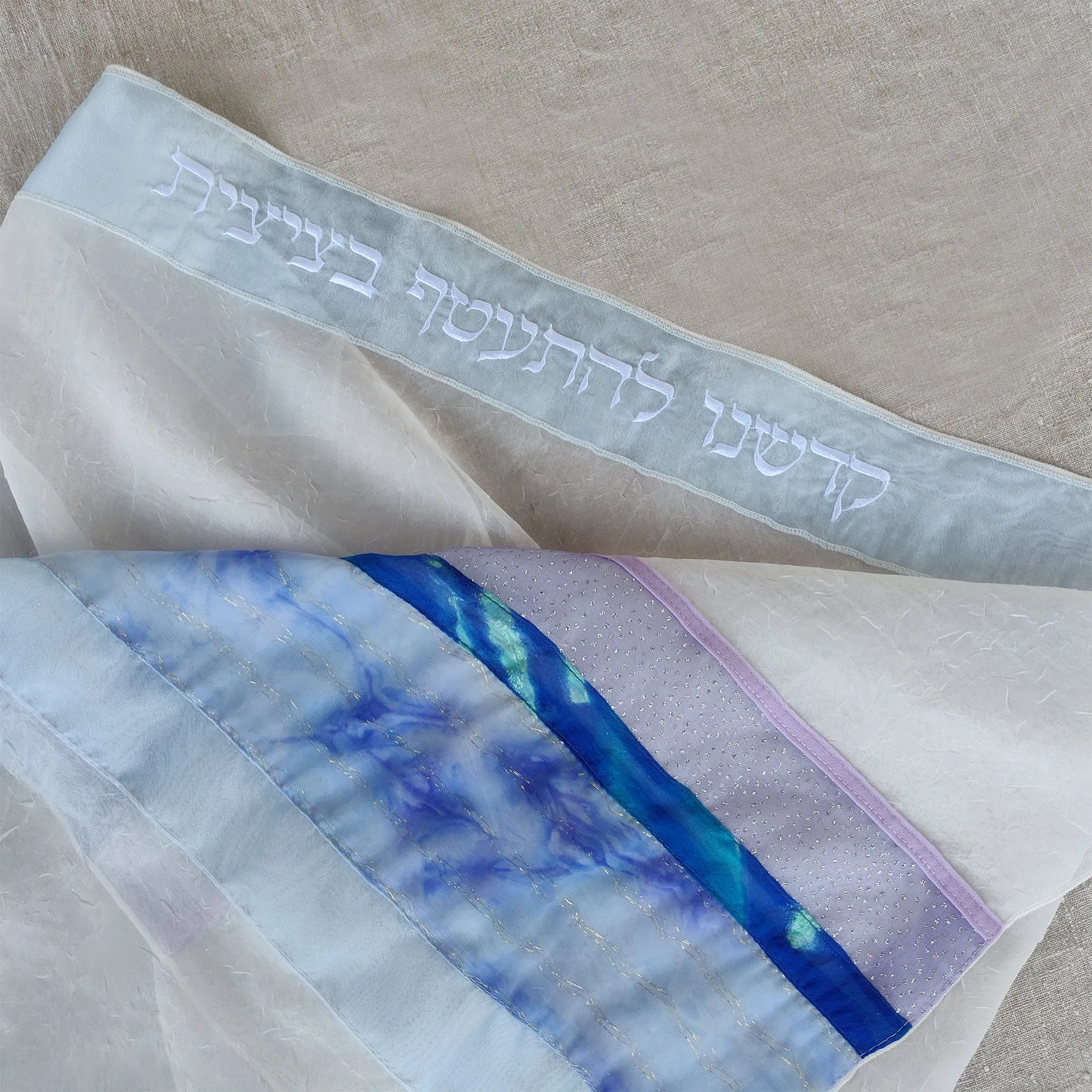 Lady Gabrieli - Voile Tallit - Purple Glitter
