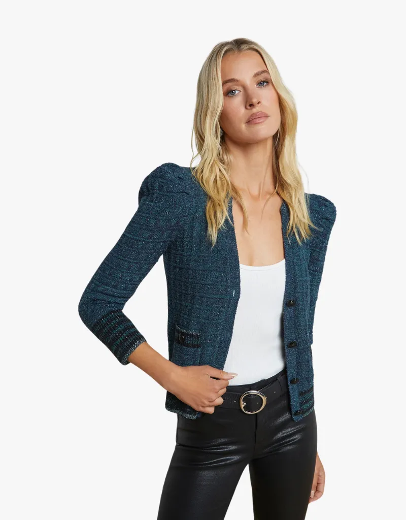 L'agence Jenni Cardigan in Deep Teal Multi