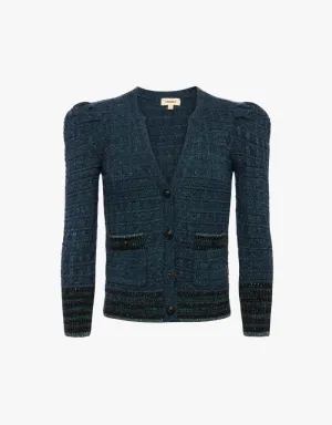 L'agence Jenni Cardigan in Deep Teal Multi