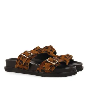 Leopard print leather anatomic sandals