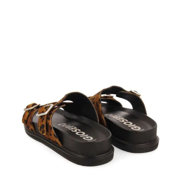 Leopard print leather anatomic sandals