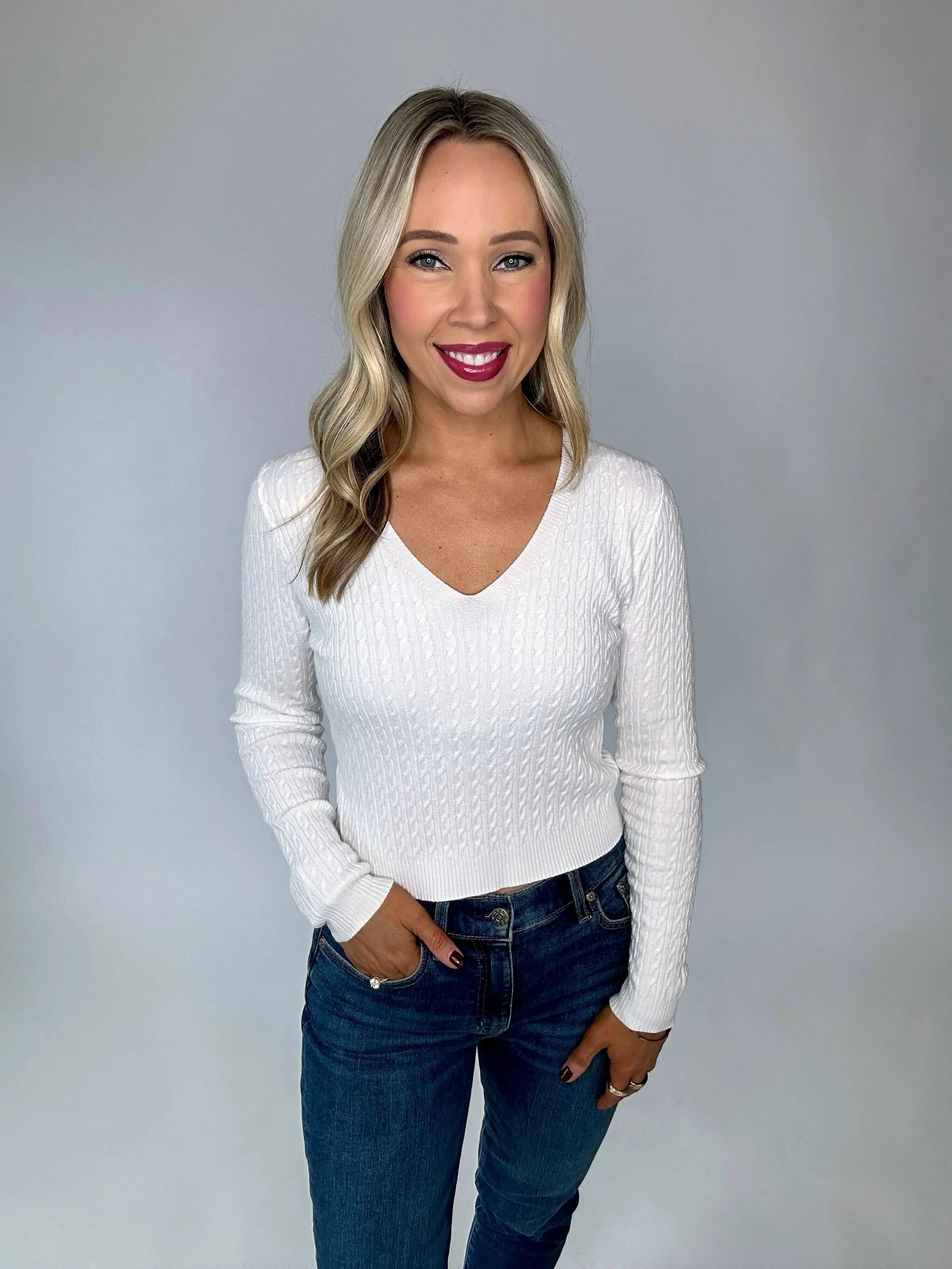 Let's Get Away Long Sleeve Knit - White