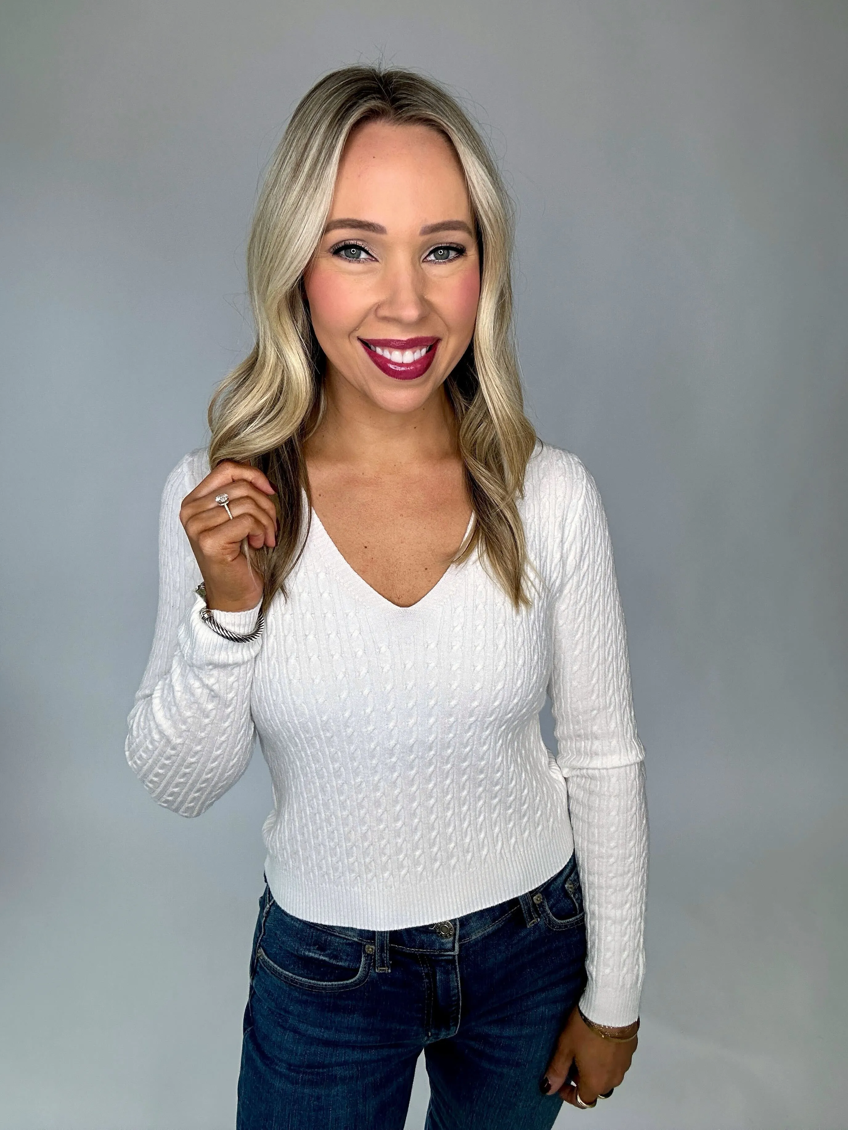 Let's Get Away Long Sleeve Knit - White