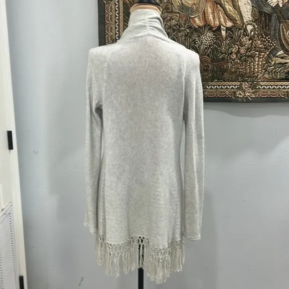 Lily Pulitzer Tatum Elegant Sparkly Gray with Fringe Open Cardigan. Size XS