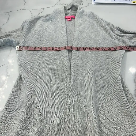 Lily Pulitzer Tatum Elegant Sparkly Gray with Fringe Open Cardigan. Size XS