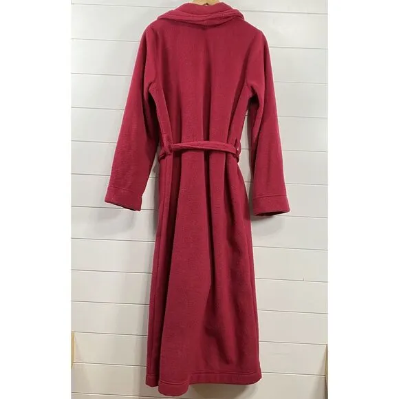 L.L. Bean Womens Fleece Long Maxi Robe w/Tie sz S Cozy Loungewear Sleepwear