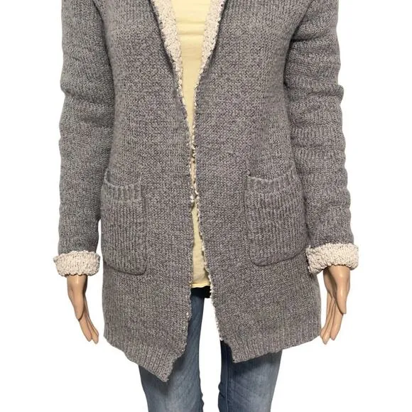 Lulus Cozy Kisses Heather Grey Boucle Lined Open Front Cardigan (S/M)