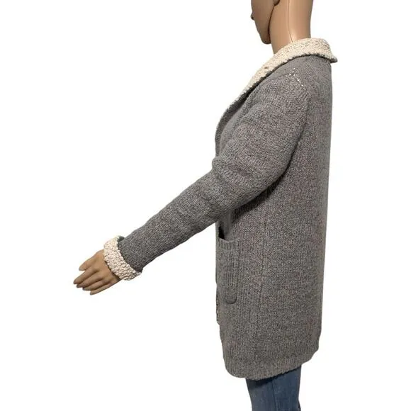 Lulus Cozy Kisses Heather Grey Boucle Lined Open Front Cardigan (S/M)