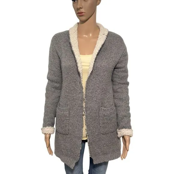 Lulus Cozy Kisses Heather Grey Boucle Lined Open Front Cardigan (S/M)