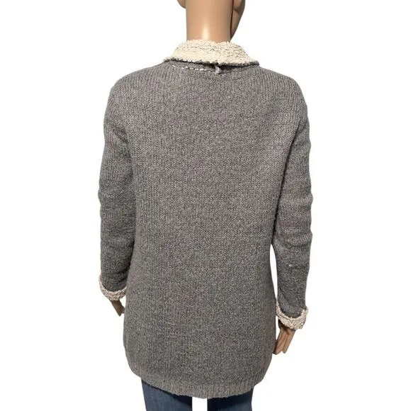 Lulus Cozy Kisses Heather Grey Boucle Lined Open Front Cardigan (S/M)