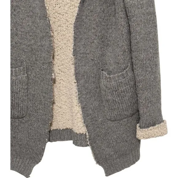 Lulus Cozy Kisses Heather Grey Boucle Lined Open Front Cardigan (S/M)