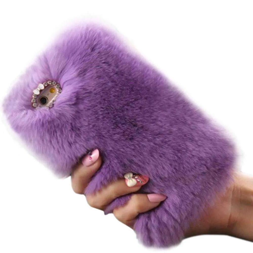 Luxury Rabbit Furry Plush Case Cover with Diamond Crystal - Make Your Phone More Stylish