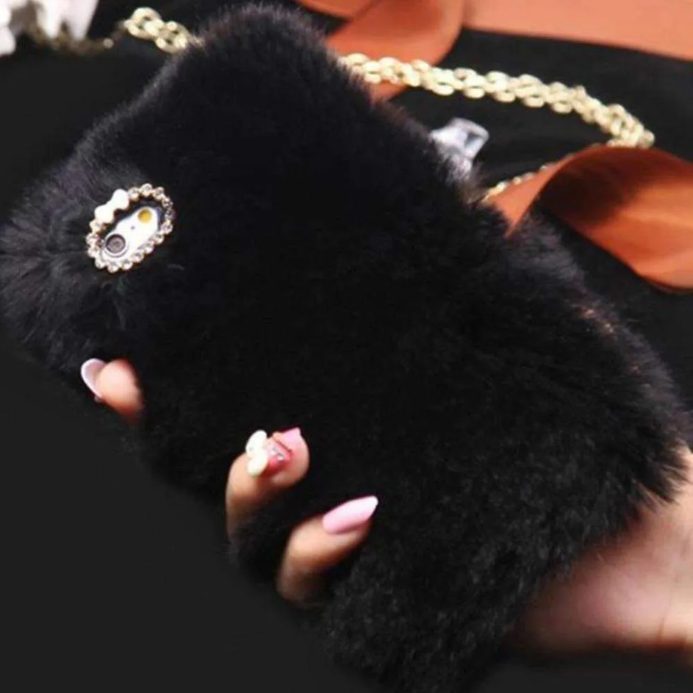 Luxury Rabbit Furry Plush Case Cover with Diamond Crystal - Make Your Phone More Stylish