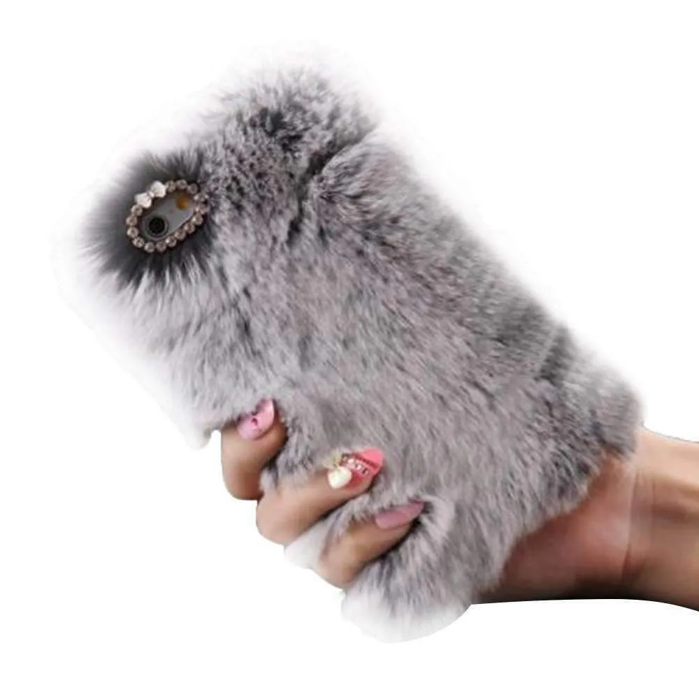 Luxury Rabbit Furry Plush Case Cover with Diamond Crystal - Make Your Phone More Stylish